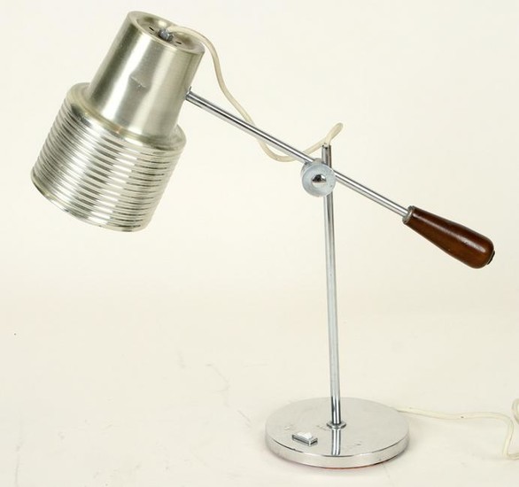 POLISHED CHROME AND WOOD TABLE LAMP C.1960