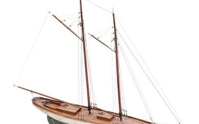 POND MODEL OF THE TWO-MASTED "WANDERER" OF BAR HARBOR Early 20th Century Height approx. 43". Length