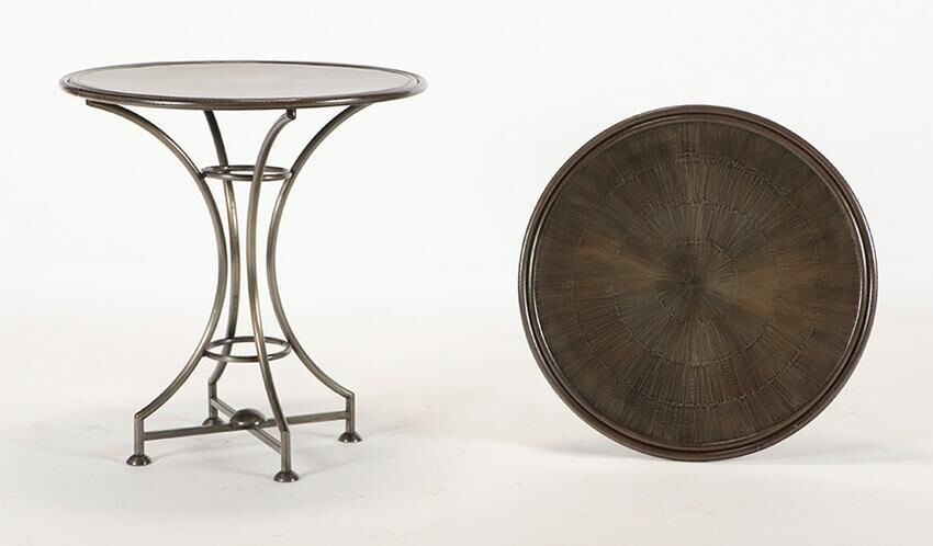 PR ROUND IRON TABLES WITH FAUX TORTOISE FINISH
