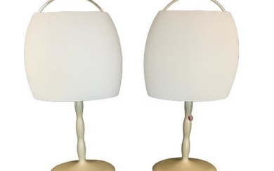 PAIR VETRO MURANO 18" FROSTED MID MOD TABLE LAMPS