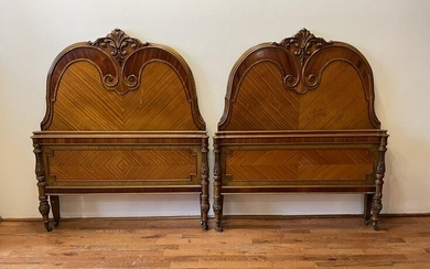 Pair Art Deco French Satinwood Beds