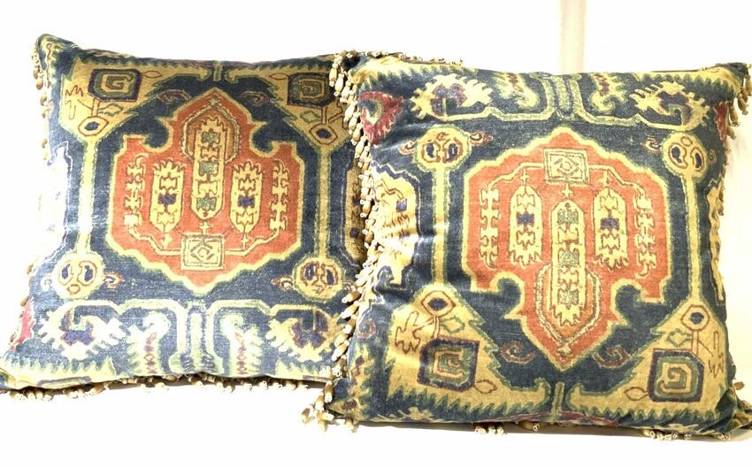 Pair Hand Stitched Luxury Asian Style Pillows