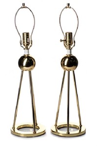 Pair, Modern Brass Von Nessen "Tripod" Table Lamps