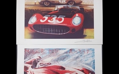 Pair Of 535 Ferrari Artist Proof Lithographs Signed Enzo Naso & Laureut