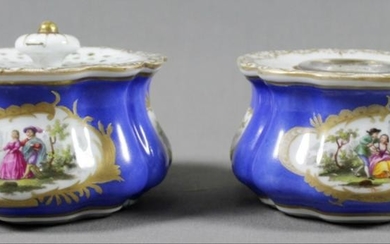 Pair Of Meissen Porcelain Desk Pieces