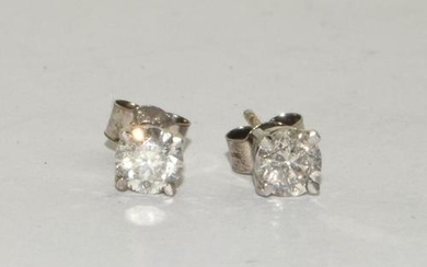 Pair of 14ct White gold Diamond stud Earrings of 65 points