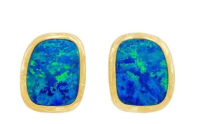 Pair of Gold and Opal Earrings
