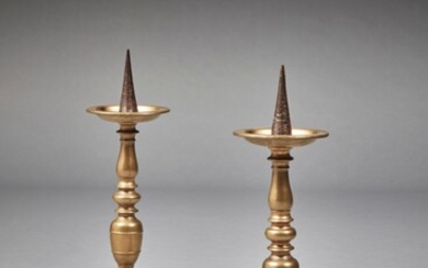 Pair of Italian Renaissance brass Pricket candlesticks Early 17th Century