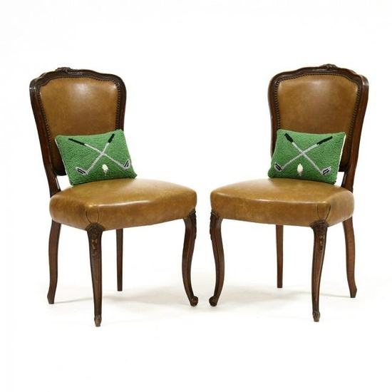 Pair of Louis XV Style Carved and Upholstered Side Chairs