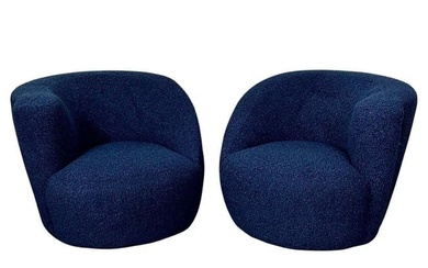 Pair of Mid-Century Modern Nautilus Style Swivel / Lounge Chairs