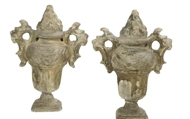 Pair of Molded Plaster Urns in the Baroque Taste