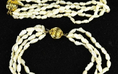 Pair of Multi Strand Baroque Seed Pearl Bracelets