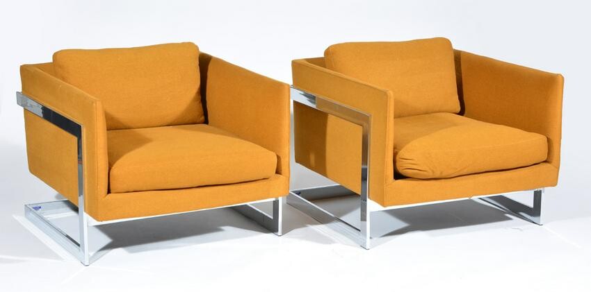 Pair of Rare Variant Milo Baughman Lounge chairs