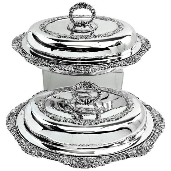 Pair of Victorian Sterling Silver Entree Dishes or