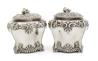 Paire de boîtes à thé en argent de George III, par Albartus Schurman, Londres 1763,...