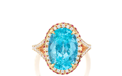 Paraíba Tourmaline, Ruby and Diamond Ring