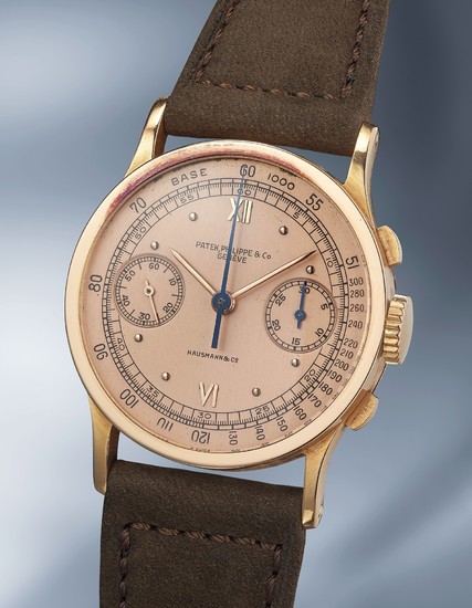 Patek Philippe, Ref. 533 A highly rare and exceptionally well-preserved pink gold chronograph wristwatch