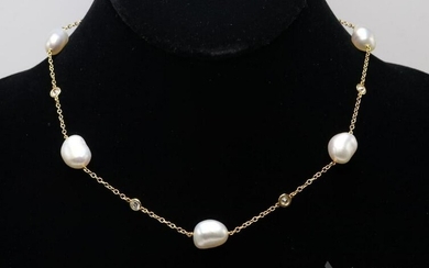 Peretti T&C 18KY Diamond and Pearl Necklace