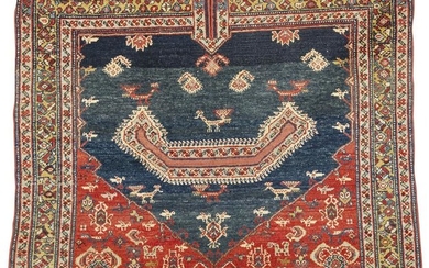 Persian Saddle Rug, ca. 1900; 3 ft. x 3 ft. 6 in.