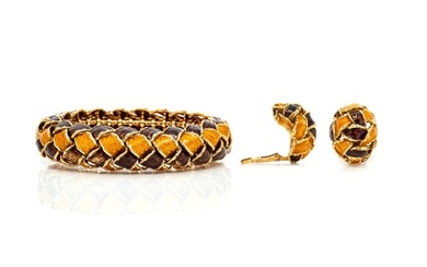 Piaget Enamel Bracelet Earrings Set