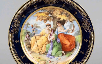 Picture plate, Turn Teplitz, Austria, beginning of 20th century, in the mirror mythological scene