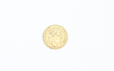 Coin of 20 Francs gold Napoleon III laurée head, Paris,...