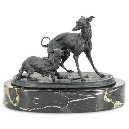 Pierre-Jules Mene (French, 1810) Greyhound & Spaniel