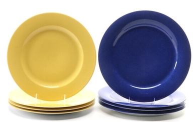 Porcelaine Lafarge Yellow and Blue Porcelain Chargers