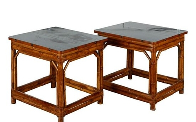 Pr: Small Bamboo Side Tables