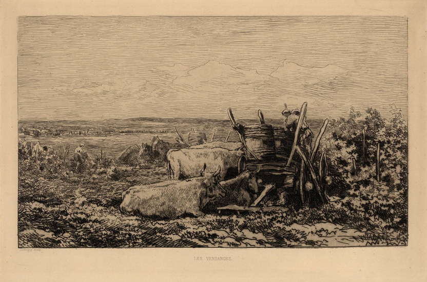 [Prints and drawings]. Daubigny, C.F. (1817-1878). "Les vendanges." Etching, 20x33,7...