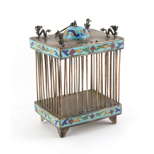 Property of a gentleman - a Chinese cloisonne bird cage of s...