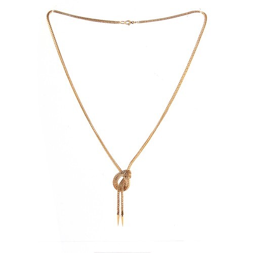 Property of a lady - a modern 9ct yellow gold knot & tassel ...