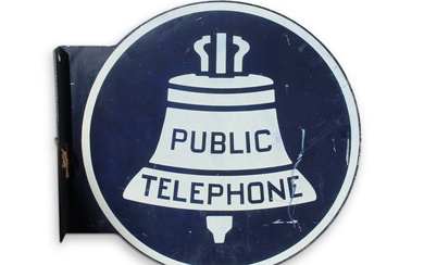 Public Telephone Double-Sided Tin Flange Sign