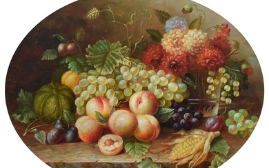 R. Casper, 20th century Still life with fruit and flowers