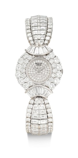 RARE AND POSSIBLY UNIQUE MANUALLY-WOUND DIAMOND WRISTWATCH, CHOPARD 罕有並可能獨一無二手動上鏈鑽石腕錶, 蕭邦 (Chopard)