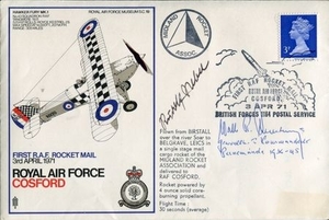 RARE PEENEMUNDE ROCKETS SIGNED RAF Cosford cover signed by General Walter Dornberger and Rudolf Nebel. Major General Dr....