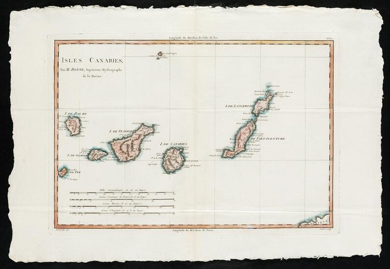 RIGOBERT BONNE (1729 / 1795) "Map of the Canary