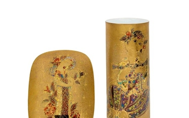 ROSENTHAL Vase de sol et assiette murale 'Scheherazade', 20e s. Vase cylindrique (h. env. 43...