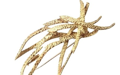 Rare Authentic Vintage Hermes Paris 18k Yellow Gold Starburst Comet Brooch Pin