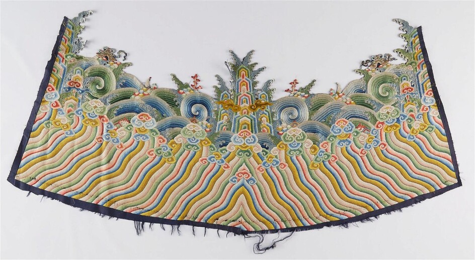 Rare Chinese Embroidered Silk Robe End