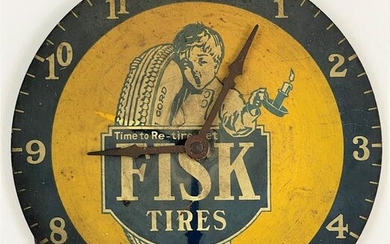 Rare Fisk Tires "Will Return" Clock Sign