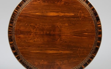 Regency Brass-Inlaid and Mounted Rosewood and Calamander Tilt-Top Center Table