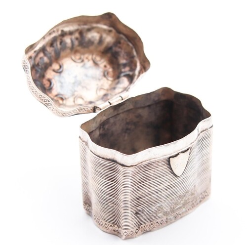 Regency Solid Silver Snuff or Pill Box Hinged Cover Shaped F...