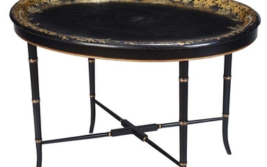Regency Style Gilt Lacquered Tray on Stand