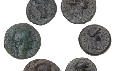 Roman Empire, Claudius, 41–54, coll. Ae, Thyatira, 2.48 g, RPC 2381, Sardis, 3.70 g, RPC 2996, Cadi, 4.44 g, 4.89 g, RPC 3062, 3063, Aezani, 4.35 g.
