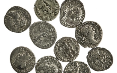 Roman Imperial Lot of Denarii. Includes issues of Vespasian (2), Trajan (4), Commodus (2), Domi...