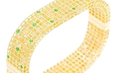 Roule & Co. 18k Yellow Gold Yellow Sapphire Emerald Diamond Pixel Dust Bracelet