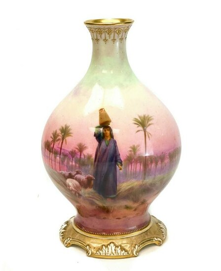 Royal Doulton Porcelain Vase, Shepherd in Desert, c1910