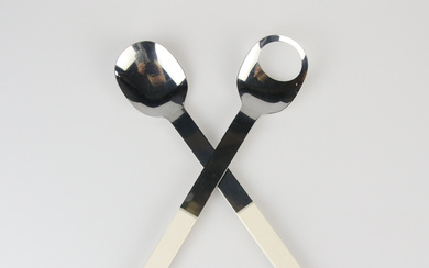 SIGNE PERSSON-MELIN. Salad cutlery, a pair, “Buffet”, stainless steel with plastic handle, Boda Nova.
