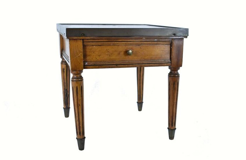 SMALL LOUIS XVI STYLE MARBLE TOP MAHOGANY TABLE/STAND